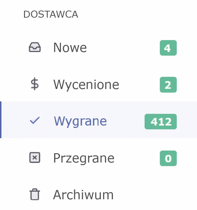 Poglądowe menu dostawcy